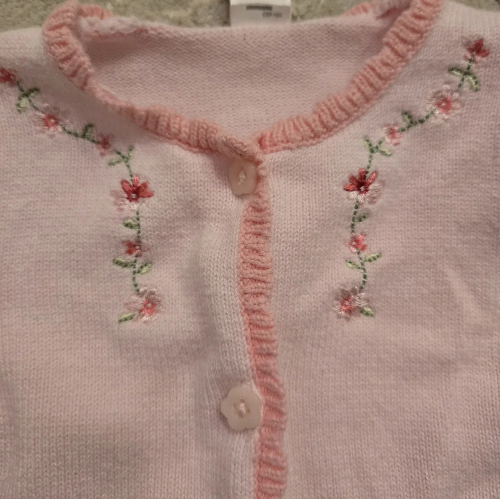 Carter's Pastel Pink Embroidered Floral Cardigan